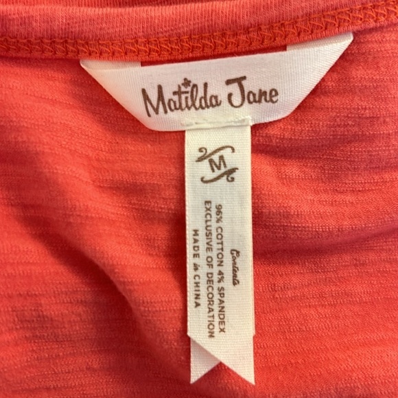 Matilda Jane Women's Coral Eyelet Boho Embroidered Ruffle Short Sleeve Top Sz M - Picture 6 of 7